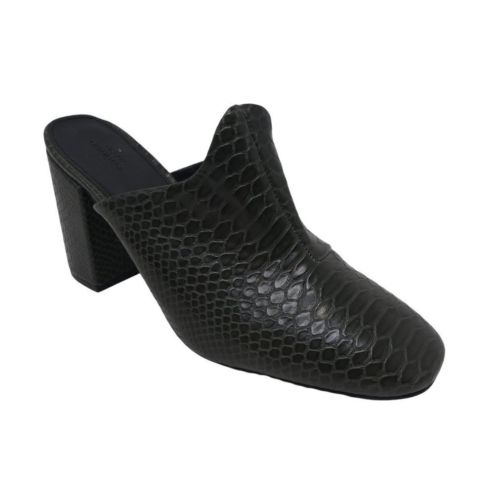Urban Outfitters Block Heeled Mules Womens 10 Green‎ Snakeskin Print Block